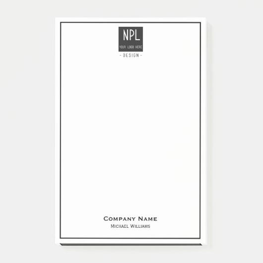 Minimaal, zwart en wit bedrijf post-it® notes (Voorkant)