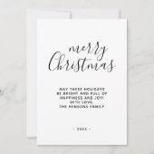 Minimaal Zwart en Wit  Prettig Kerstfeest Script Feestdagenkaart (Voorkant)