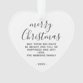 Minimaal zwart en wit, prettig kerstscript ornament (voorkant)