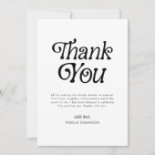 Minimaal Zwart en Wit Retro Bruidsdouche Bedankkaart (Voorkant)