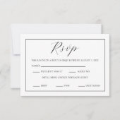 Minimaal Zwart en Wit RSVP Script Kaartje (Voorkant)