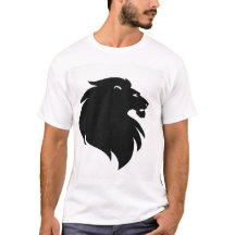 Minimaal Zwart Leeuw Silhouet Heren T-Shirt