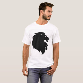 Minimaal Zwart Leeuw Silhouet Heren T-Shirt