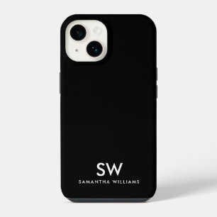 Minimaal Zwart Modern Initiaal Monogram iPhone 14 Hoesje