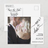 Minimaal Zwart op Wit Bruiloft Bewaar de Datum Fot Briefkaart (Voorkant / Achterkant)