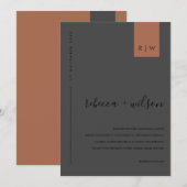 MINIMAAL ZWART OP ZWARTE RUST TYPOGRAFIE WEDING KAART (Voorkant / Achterkant)