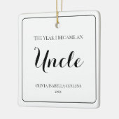 Minimaal zwart script Eenvoudige eerste kerst oom Keramisch Ornament (Links)