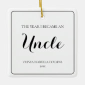 Minimaal zwart script Eenvoudige eerste kerst oom Keramisch Ornament (Voorkant)