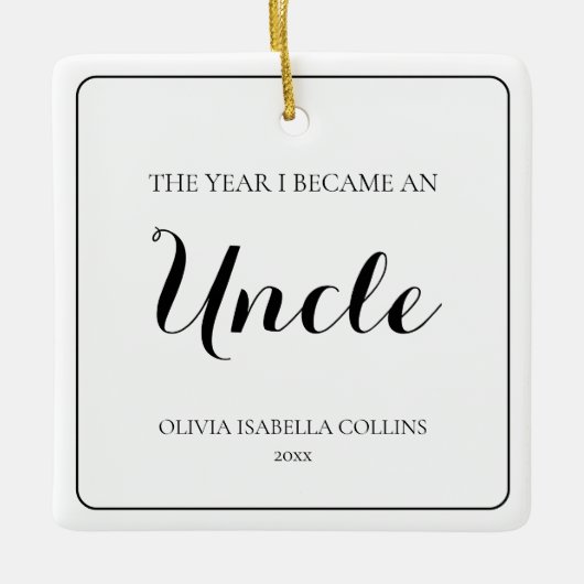 Minimaal zwart script Eenvoudige eerste kerst oom Keramisch Ornament (Voorkant)