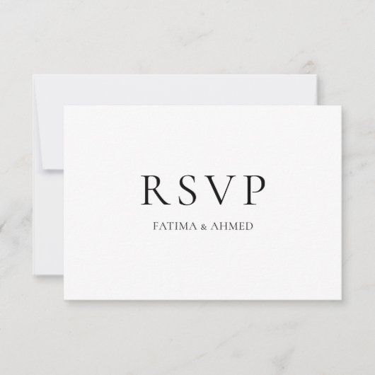 Minimaal Zwart Script Modern Moslim Bruiloft RSVP (Voorkant)