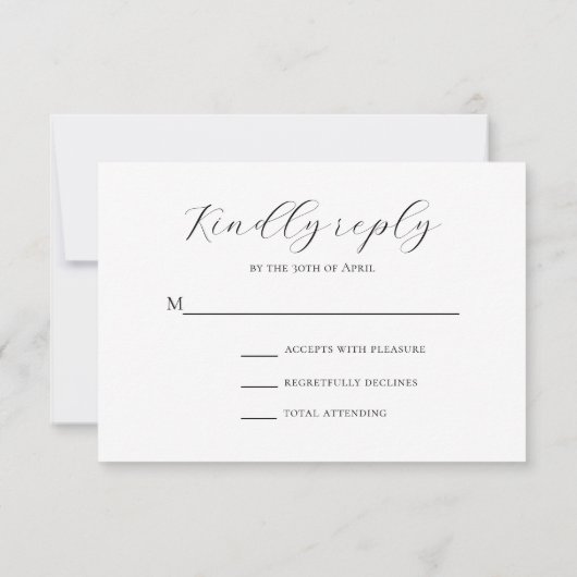 Minimaal Zwart Script Modern Moslim Bruiloft RSVP (Achterkant)