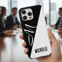 minimaal zwart-wit gesplitst Elegant Script-monogr