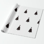 Minimaal zwart wit kerstbomen sterrenpatroon cadeaupapier (Uitgerold)
