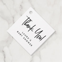 Minimaal Zwart Wit Modern Baby shower Bedankt Bedankjes Labels