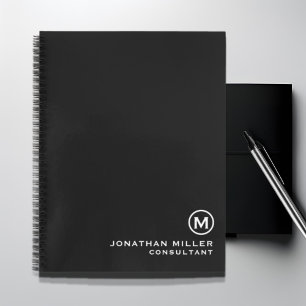 Minimaal zwart-wit monogram notitieboek
