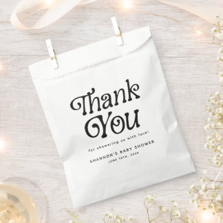 Minimaal zwart-wit retro Baby shower Dank u Bedankzakje