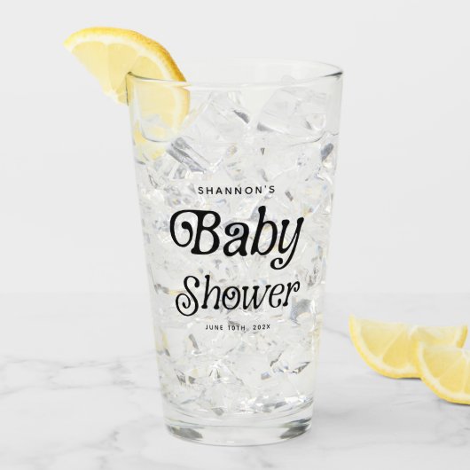 Minimaal zwart-wit Retro Baby shower Glas (Voorkant ijs)