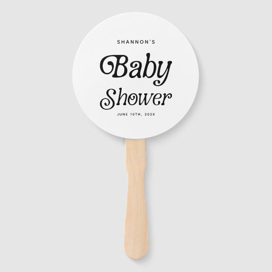Minimaal zwart-wit Retro Baby shower Handwaaier (Achterkant)