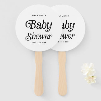 Minimaal zwart-wit Retro Baby shower Handwaaier