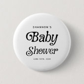 Minimaal zwart-wit Retro Baby shower Ronde Button 5,7 Cm (Voorkant)