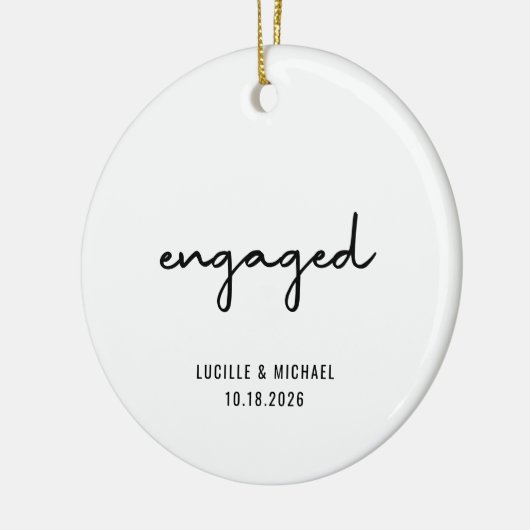 Minimaal Zwart Wit Script Photo Verloving Keramisch Ornament (Links)