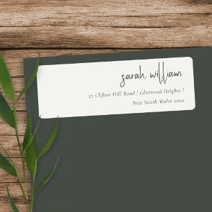 Minimaal zwart-wit Script Typografieadres Etiket