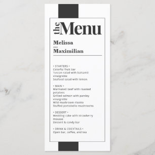 Minimaal zwart-wit vet en elegant bruiloft menu