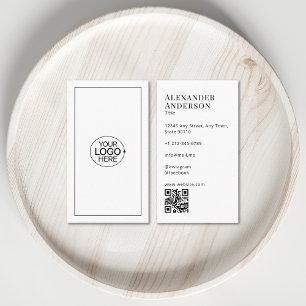 Minimaal zwart-wit Voeg uw Logo QR-code toe Visitekaartje