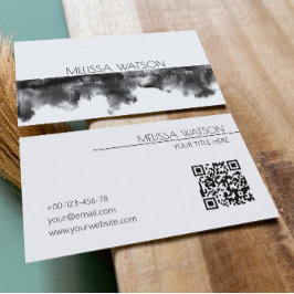 Minimaal zwart-wit waterverf fris visitekaartje