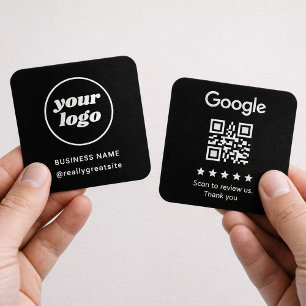 Minimaal zwart-wit zakelijk review QR-ontwerp Vierkante Visitekaartjes