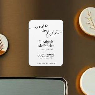 Minimaal zwart-witscript Fancy De datum opslaan Magneet