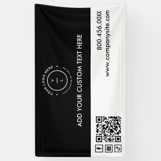 Minimaal zwarte witte Logo sociale media-event vin Spandoek (Verticaal)