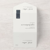MINIMAAL ZWARTE WITTE MONOGRAM WEDING SCANDI ALL IN ONE UITNODIGING (Buitenkant)