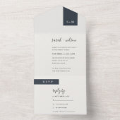 MINIMAAL ZWARTE WITTE MONOGRAM WEDING SCANDI ALL IN ONE UITNODIGING (Binnen)