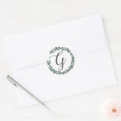 Minimaalistische botanische bladerkrans met letter ronde sticker (Envelop)