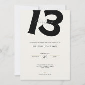 Minimal 13th Birthday Invitation: Bold Typography Kaart (Voorkant)