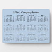 Minimal 2026 Kalender Bedrijfsnaam Light Blue Desk Fotoplaat (voorkant)