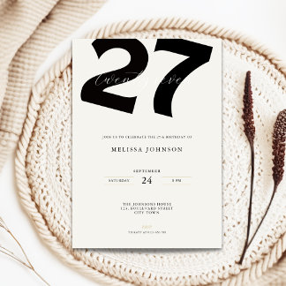 Minimal 27th Birthday Invitation - Bold Typo