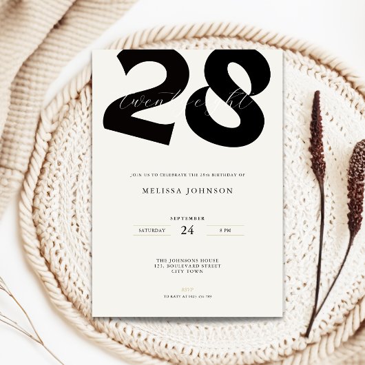 Minimal 28th Birthday Invitation - Bold Typo