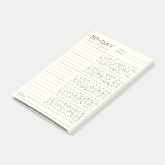 Minimal 30 Day Challenge Habit Tracker Design Post-it® Notes (Schuin)