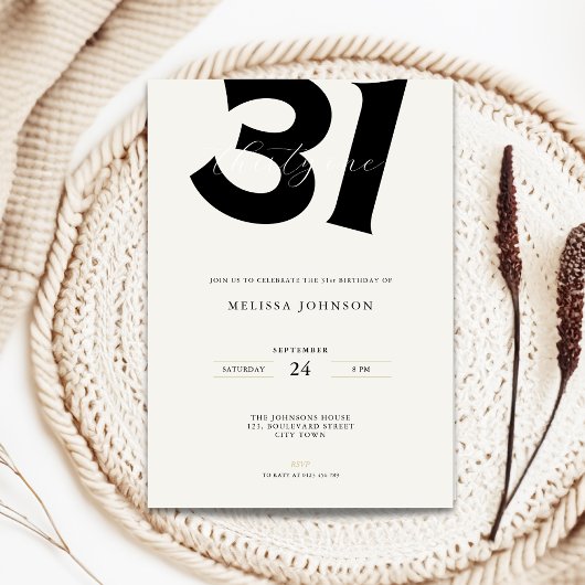 Minimal 31st Birthday Invitation - Bold Typo