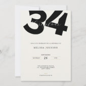 Minimal 34th Birthday Invitation - Bold Typo (Devant)