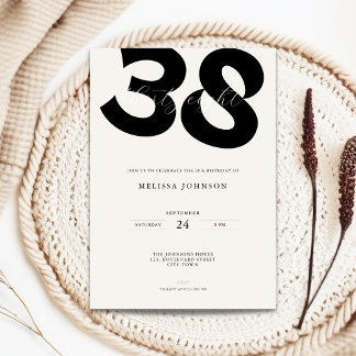 Minimal 38th Birthday Invitation - Bold Typo