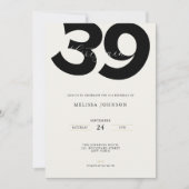 Minimal 39th Birthday Invitation - Bold Typo (Devant)