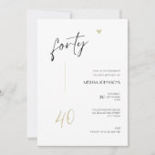 Minimal 40th Birthday Invitation Black and White (Devant)