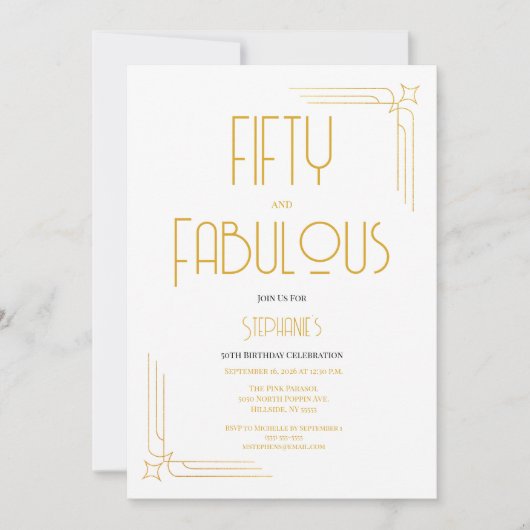 Minimal 50 and Fabulous 50th Birthday Invitation (Devant)