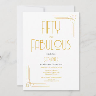 Minimal 50 and Fabulous 50th Birthday Invitation Kaart