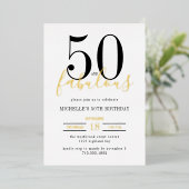 Minimal 50 and Fabulous 50th Birthday Party Folie Uitnodiging (Staand Voorkant)