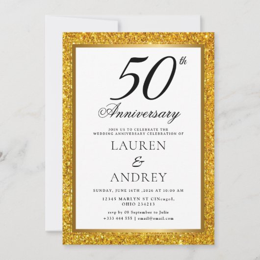 Minimal 50th Wedding Anniversary Invitation (Devant)