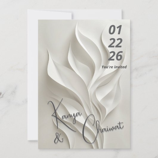 Minimal Abstract Wedding Invitation Kaart (Voorkant)
